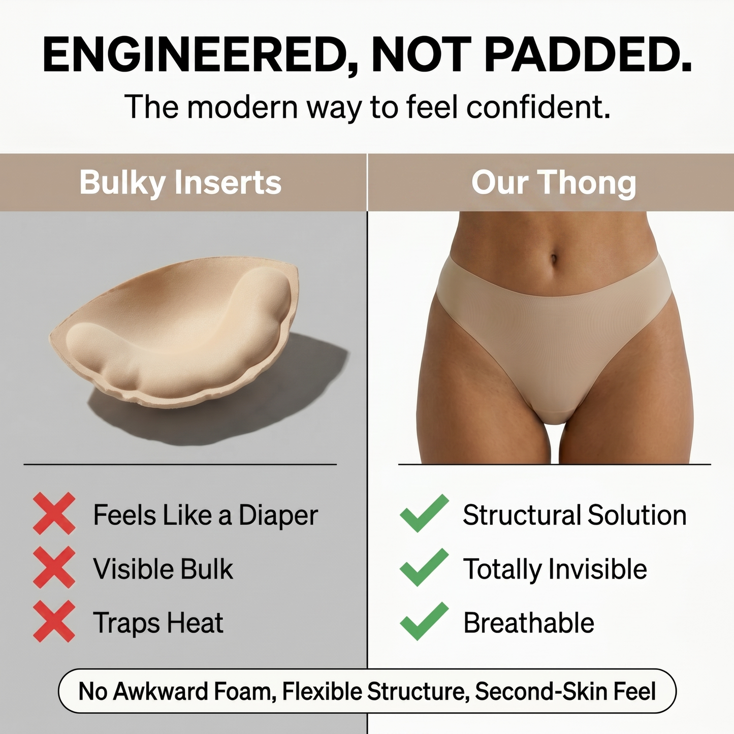 Velora Invisible Camel Toe Thong — High Rise